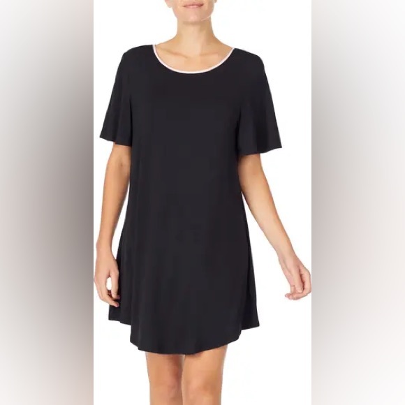 Kate Spade NWT black jersey swing nightgown with pink trim S - Picture 1 of 12